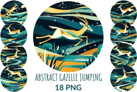 Abstract Gazelle Jumping Sublimation: A Creative Tool for Modern Designers