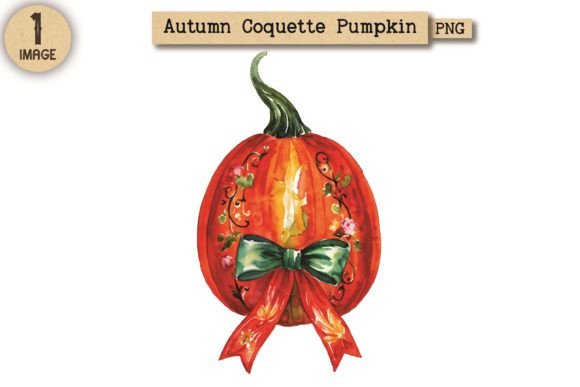 Autumn Coquette Pumpkin PNG Clipart 8: A Versatile Design Element for Fall and Halloween