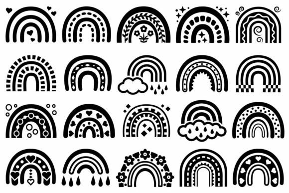 Black and White Boho Rainbows: A Stylish Addition to Your Creative Projects