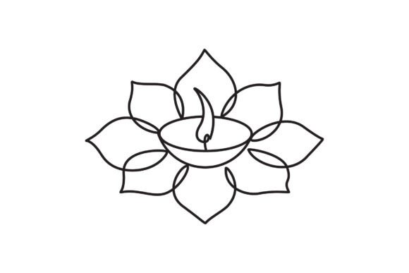 Continuous Line Drawing of Happy Diwali