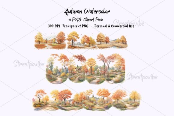 Elevate Your Creative Projects with Autumn Nature Watercolor Clipart PNG Art