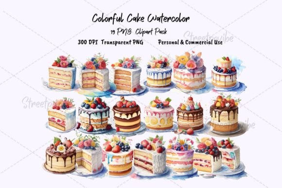 Elevate Your Creative Projects with Sweet Cake Floral Watercolor Clipart PNG
