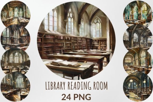 Explore the Timeless Elegance of Library Reading Room Sublimation Bundle