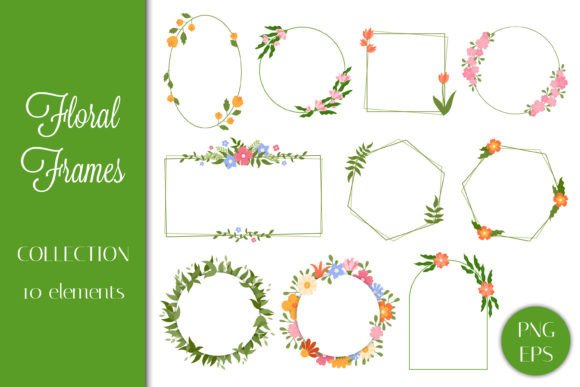 Floral Frames PNG Flowers Wreaths Set