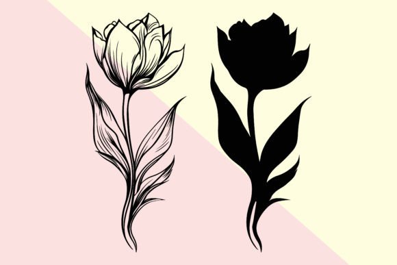 Flower Tattoo Silhouette 8: A Versatile Design for Creatives and Businesses