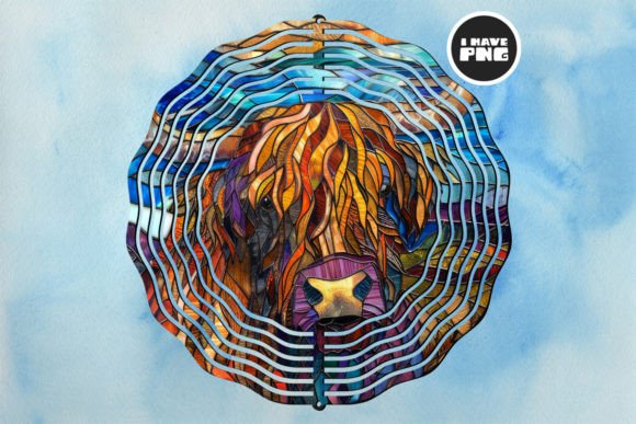Highland Cow Wind Spinner Sublimation 05: A Unique Design for Creative Projects