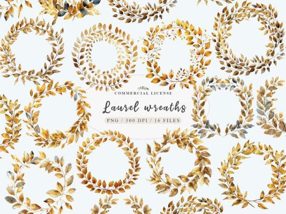 Laurel Wreath Clipart, Gold Leaves Png: Elevate Your Creative Projects