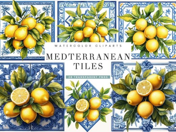 Lemon Mediterranean Tile Clipart