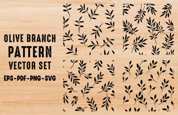 Olive Branch Seamless Pattern Vector Set