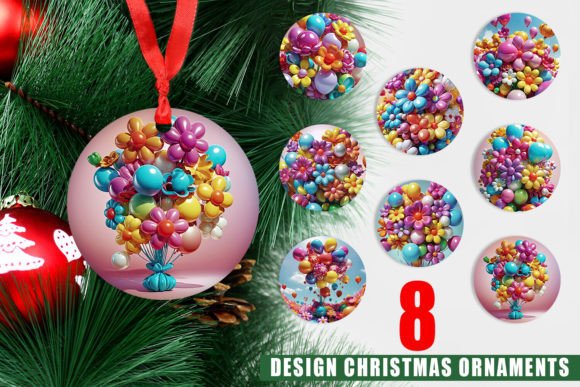 Ornament Flower Balloon: A Versatile Set of Christmas Decorative Designs