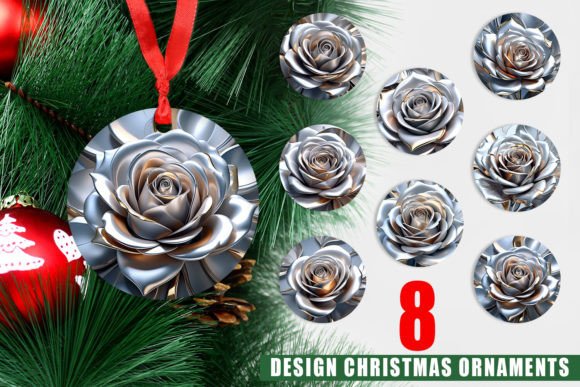 Ornament Metallic Rose: Elegant Christmas Design