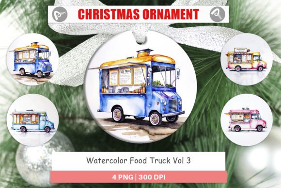 Ornament Watercolor Food Truck