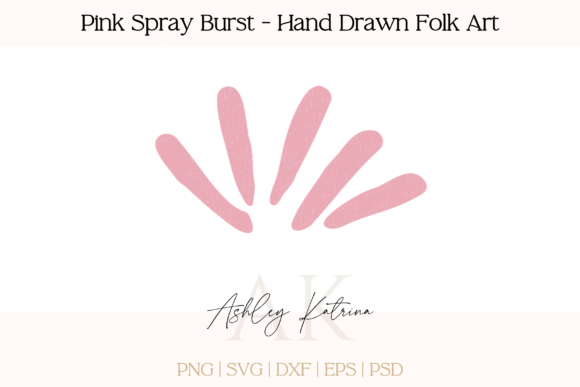 Pink Spray Burst - Hand Drawn Folk Art