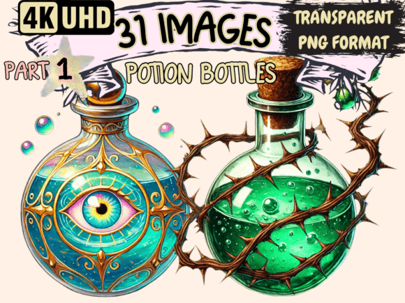 Potion Botles Clipart P1: A Magical Addition to Your Creative Projects