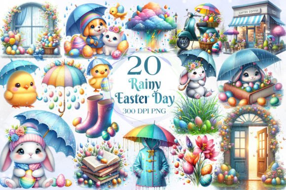 Rainny Easter Day Sublimation Clipart