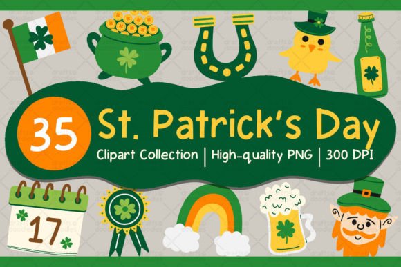 St Patrick's Day Clipart Set: A Lucky Addition to Your Creative Projects