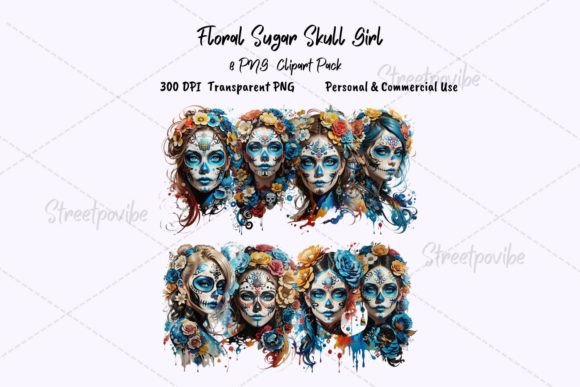 Sugar Skull Native Women Watercolor Clip: A Versatile Design for Every Project