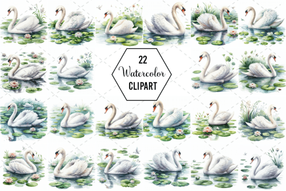 Swan Serenity Watercolor Bundle: Elevate Your Creative Projects with Elegance