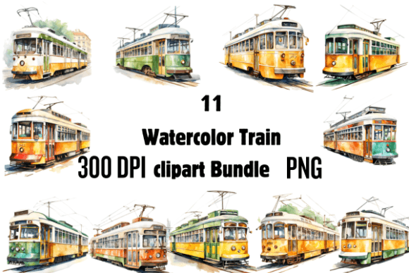 Unlock Creativity with the Watercolor Train Clipart Bundle