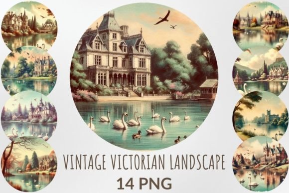 Vintage Victorian Landscape Sublimation