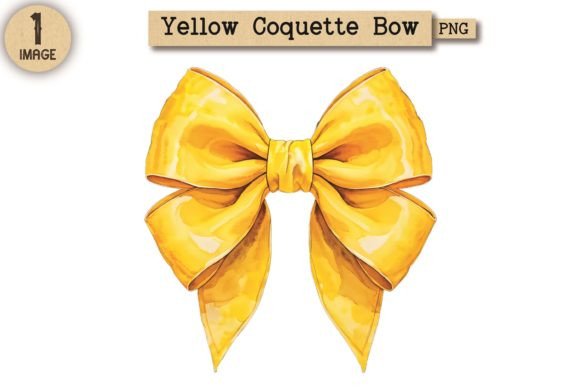 Vintage Yellow Coquette Bow PNG 20