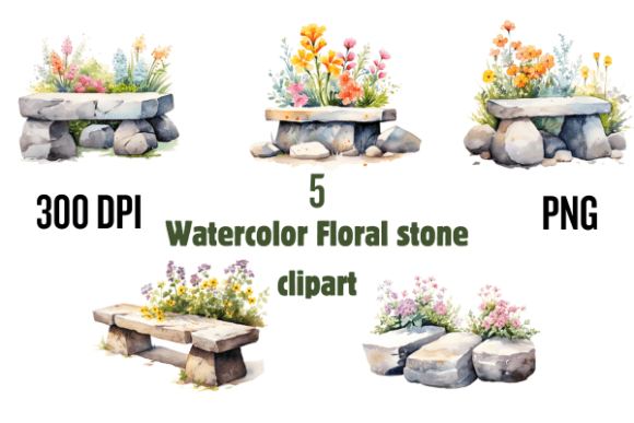 Watercolor Floral Stone Clipart: A Timeless Fusion of Nature and Art