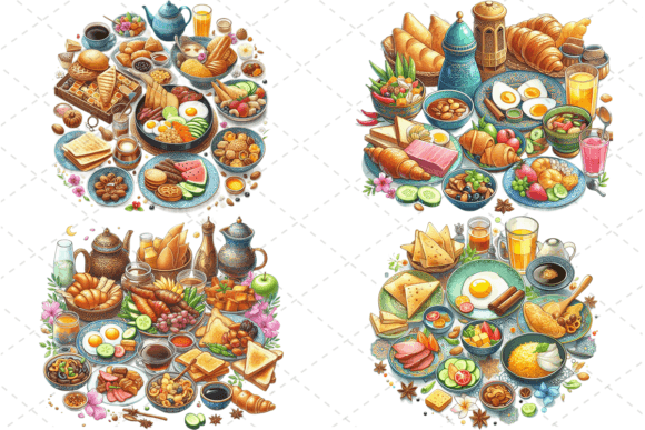 Watercolor Traditional Breakfast Bundle